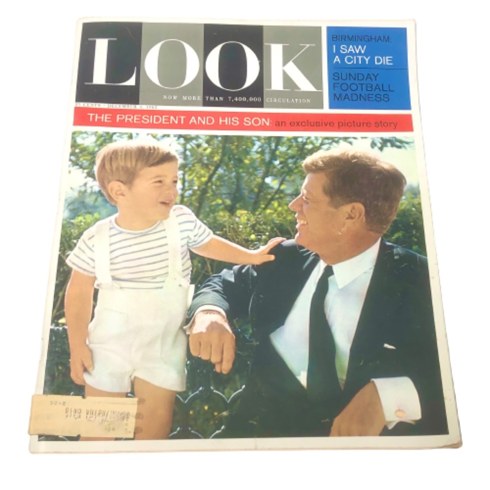 VINTAGE 1963 LOOK MAGAZINE~DECEMBER ISSUE~THE PRESIDENT & HIS SON~JFK PHOTOS